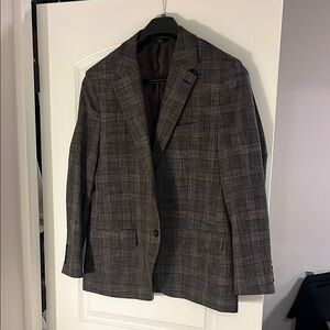 Haggar Men's Dark Brown Checkered Blazer